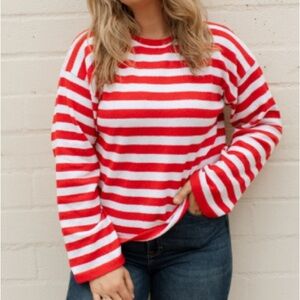 CJLA Emerson Red and White Striped Women's sweater